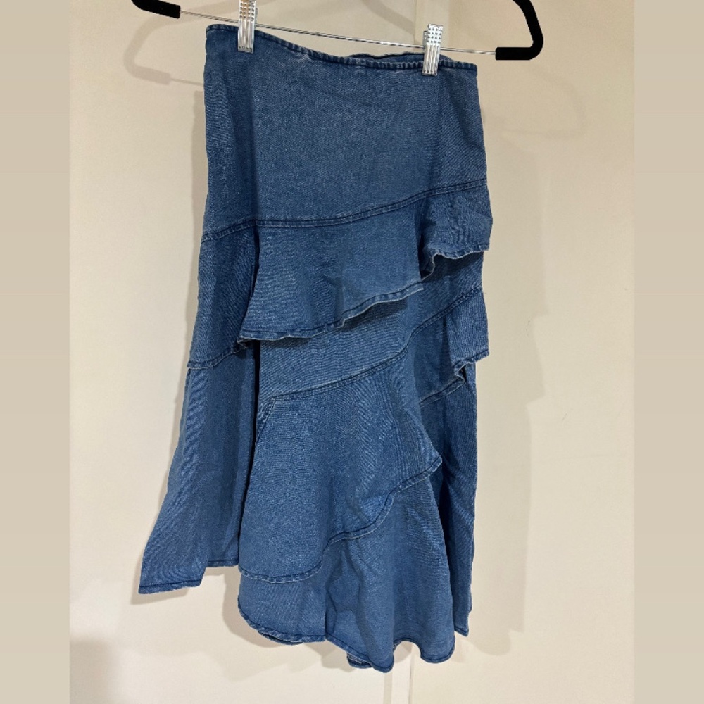 Denim asymmetrical ruffle skirt size S